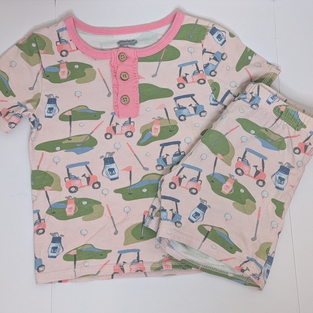 Mud Pie Golf Cart Course PJ Pajamas Set 4T